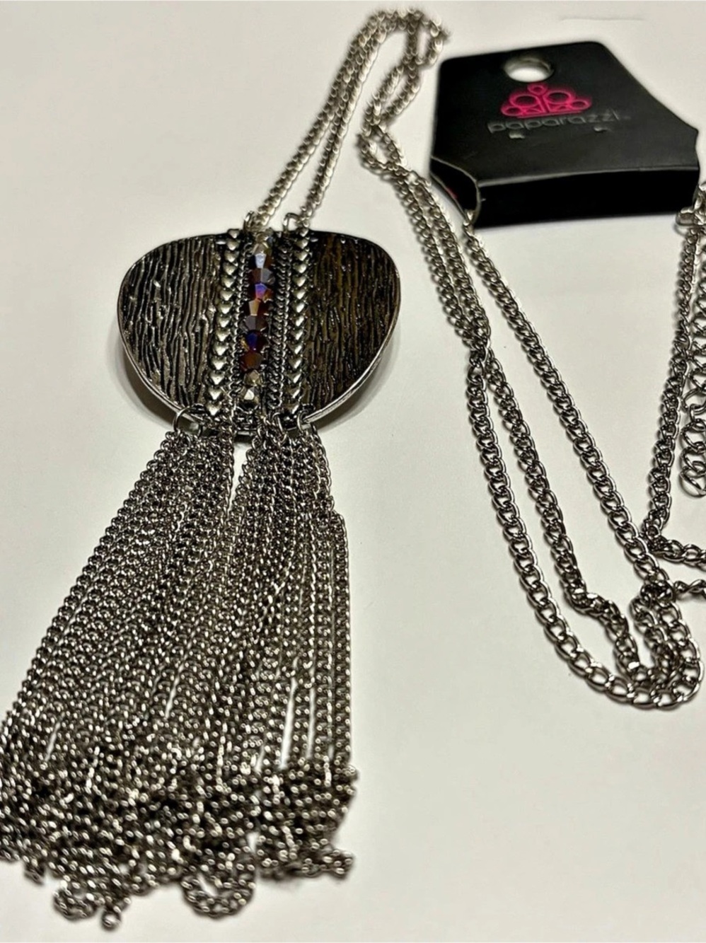 Paparazzi Statement Tassel Pendant Necklace in Silver Like New